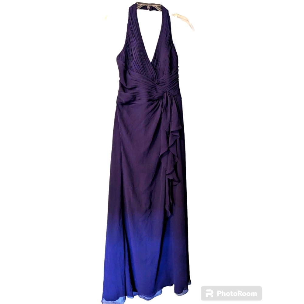 David's Bridal Plum Halter style long dress.